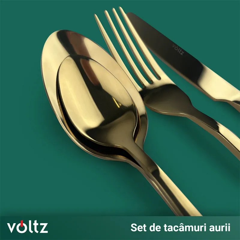 Комплект прибори Voltz V51512AG24, 24 части, Златист