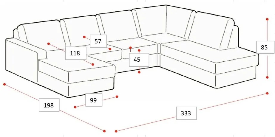 Антрацитен шенилов ъглов диван (ляв ъгъл/U форма) Fabian – Scandic