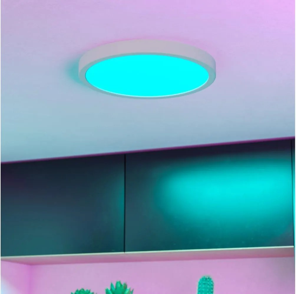 Eglo 901377 - LED RGBW димируем таванен плафон с опушено стъкло FUEVA-Z LED/14,3W/230V 27,8cm IP44 бял