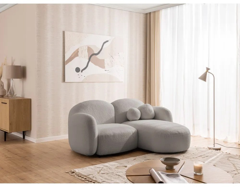 Сив ъглов диван от прежда с примки от букле (десен ъгъл) Orbit – Ropez