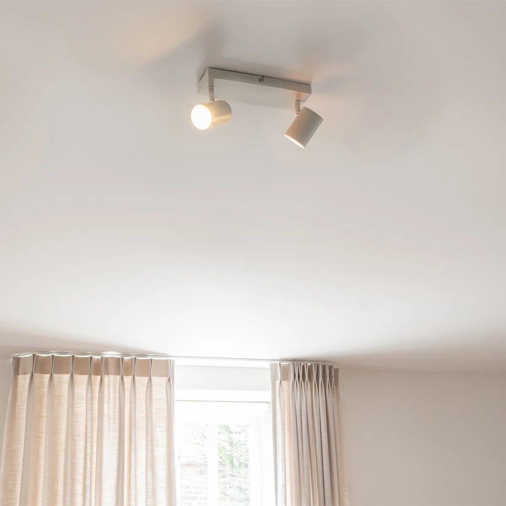 Модерна таванна лампа бяла 2-лампи регулируема правоъгълна - Jeana