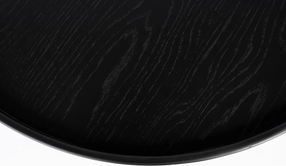 Черна кръгла масичка за кафе с дъбов плот ø 70 cm Yuri L – White Label