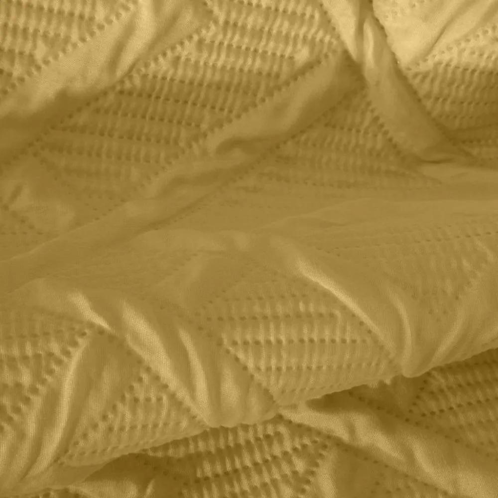 Модерно покривало за легло с десен в цвят горчица Ширина: 170 см | Дължина: 210 см