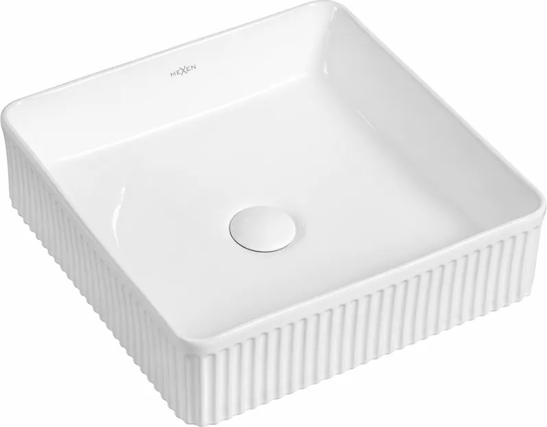 Mexen Grovo мивка за плот с ребра 37 x 37 см, бяла - 22303700