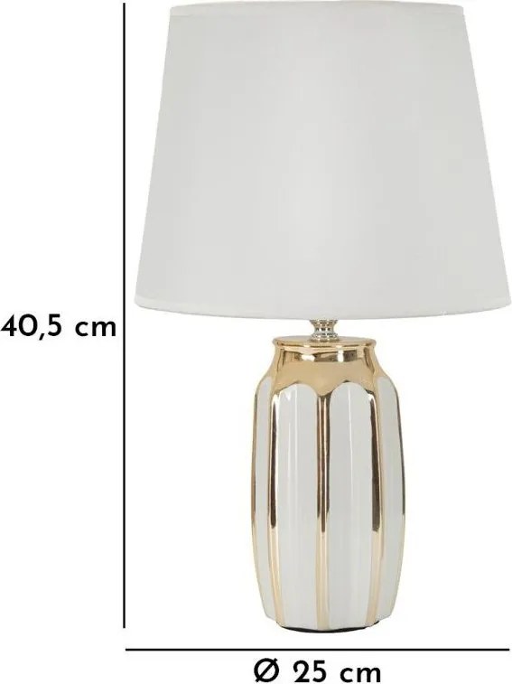 Бяла/ в златист цвят керамична настолна лампа с текстилен абажур (височина 40,5 cm) Cassy – Mauro Ferretti
