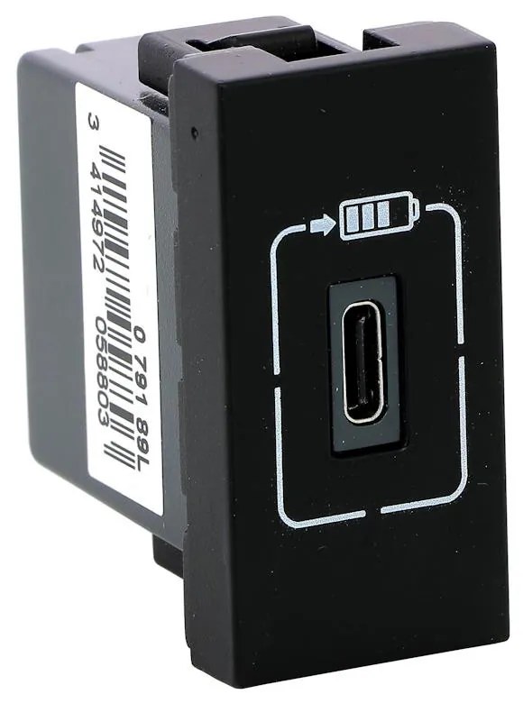 Legrand Розетка USB за зареждане тип C 1.5A 7.5W 1 мод. цвят Черен Mosaic /до изчерпване/ - 079189L