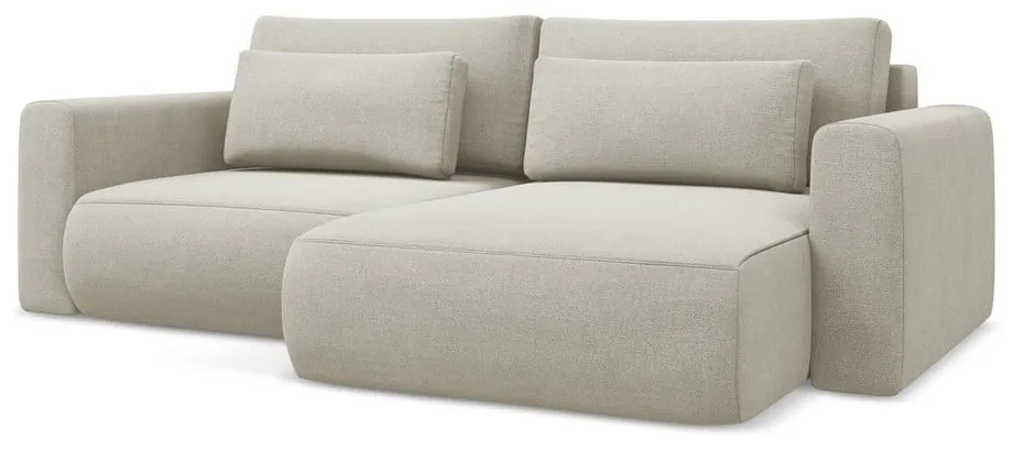 Бежов разтегателен ъглов диван с място за съхранение (десен ъгъл) Kapua – Makamii