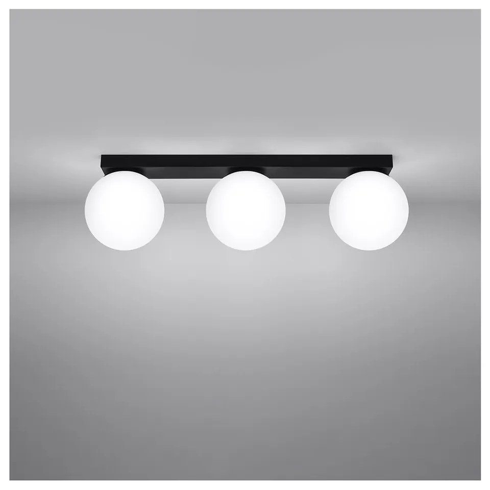 Черна лампа за таван със стъклен абажур ø 12 cm Umerta - Sollux