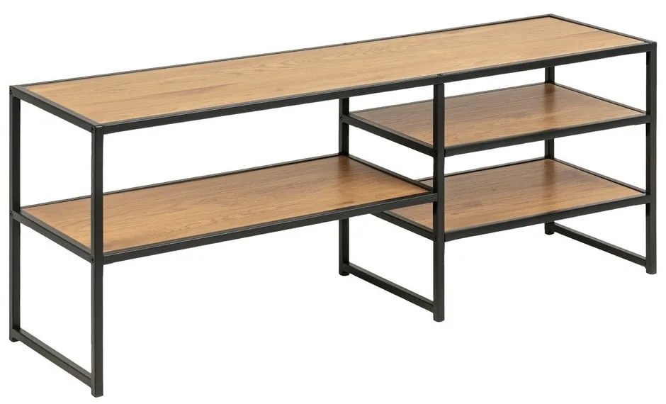 Черна/естествена маса за телевизор от декор от дъб 120x46 cm Seaford – Actona