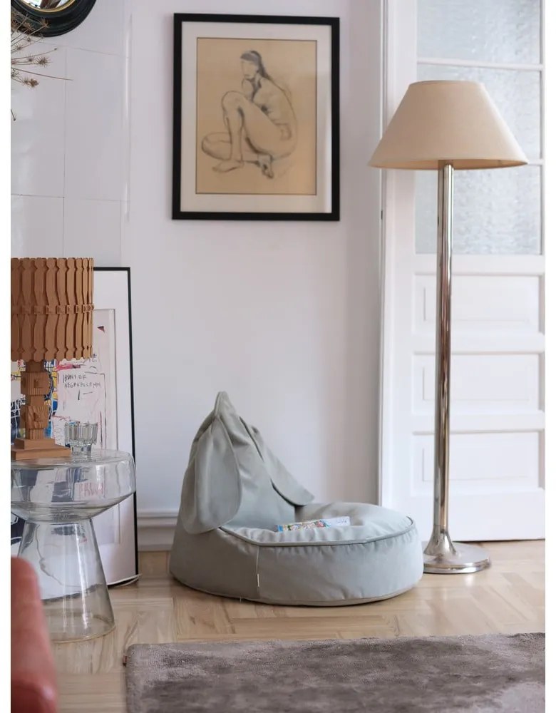 Кадифен детски пуф в цвят мента Bunny – Wigiwama