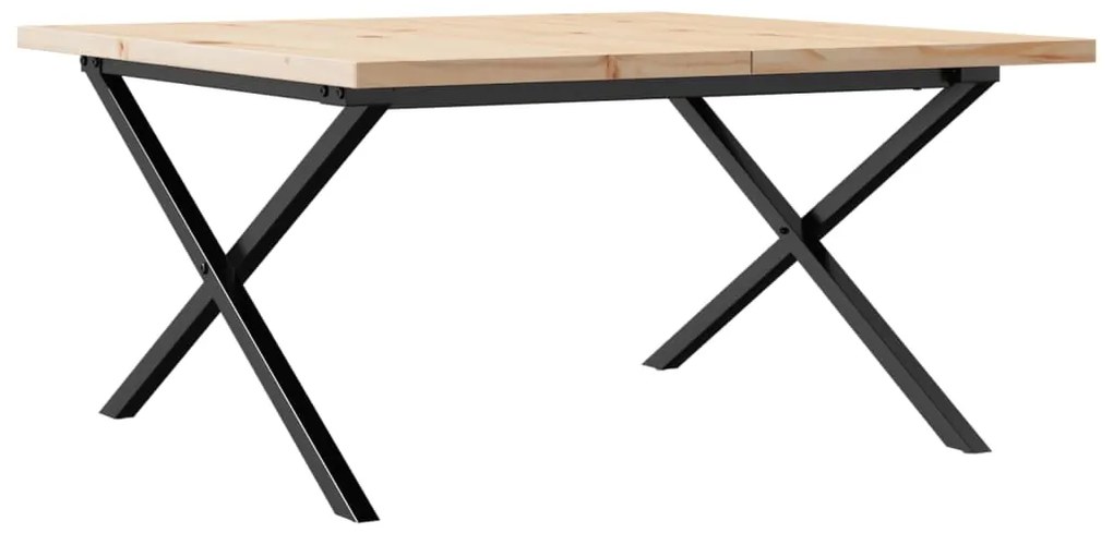 3282751 vidaXL Кафе маса X-образна рамка 80x80x45,5 см бор масив и стомана