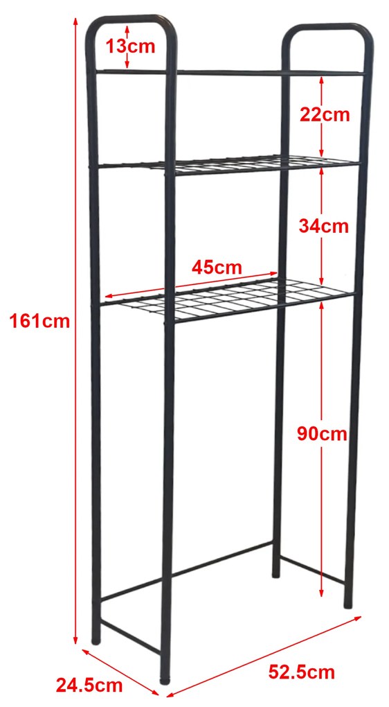 Рафт за тоалетна Nordborg метал 161x52,5x24,5 см черен []