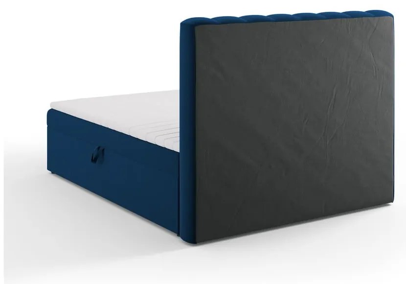 Тъмносиньо боксспринг легло с място за съхранение 160x200 cm Gina - Milo Casa