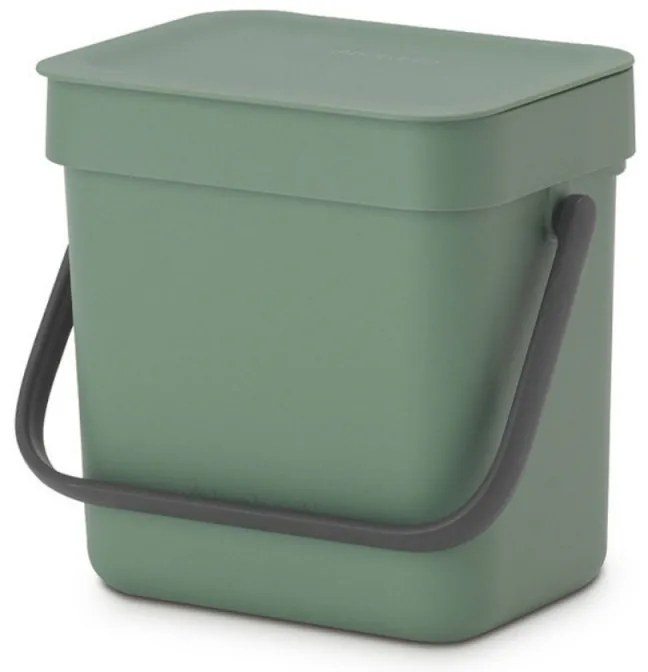 Кош за разделно събиране на боклук Brabantia Sort&Go 1003229, 3 л, Дръжка, Възможност за стенен монтаж, Тъмнозелен