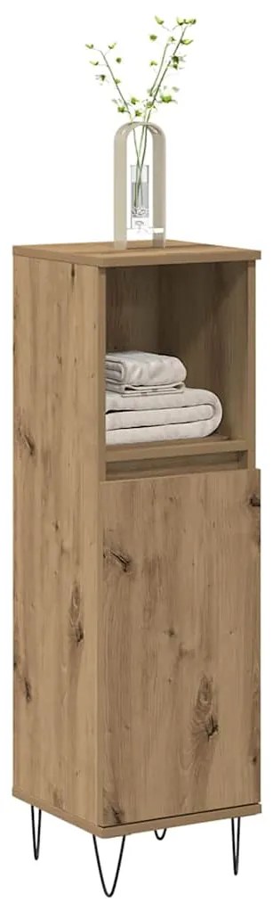 857209 vidaXL Шкаф за баня, дъб артизан, 30x30x100 см, инженерно дърво