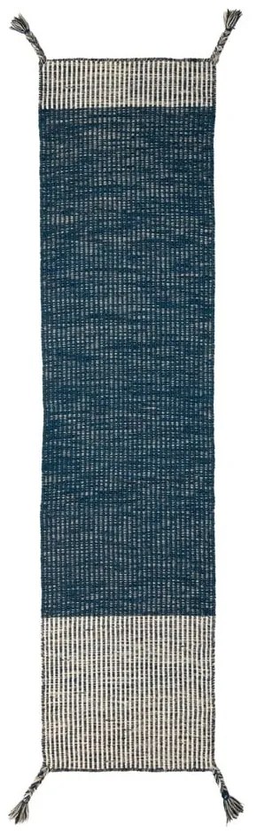 Син вълнен мокет Anu, 60 x 200 cm Indira - Flair Rugs