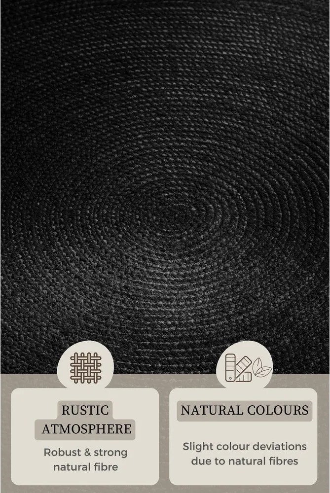 Черен двустранен ръчно изработен ютен кръгъл килим ø 140 cm Braided – Hanse Home