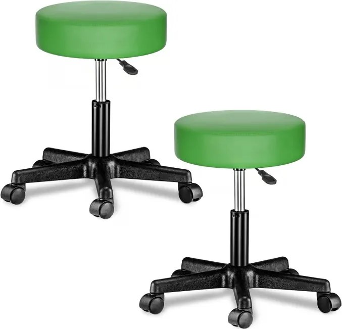 Козметичен стол на колелца 360°, регулируем - комплект от 2 Черен