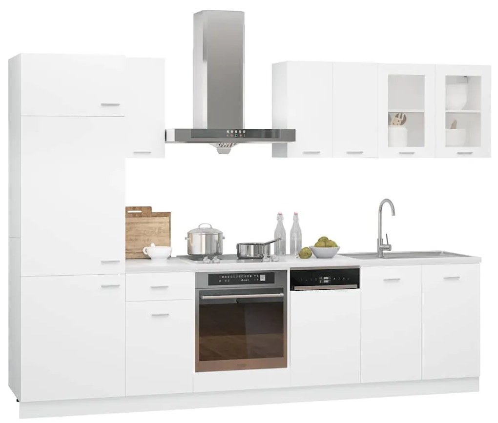 3067639 vidaXL Комплект кухненски шкафове от 8 части "Lyon", бяло инженерно дърво