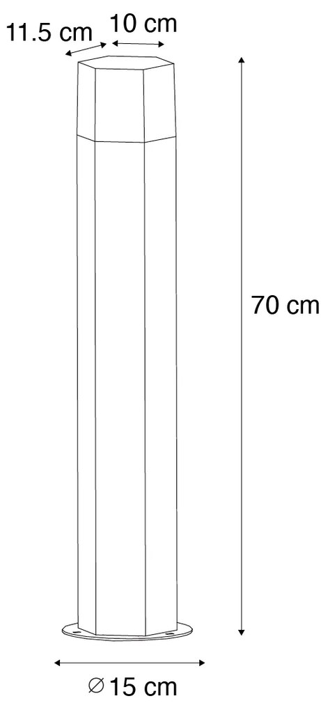 Подова външна лампа черна с опушен абажур шестоъгълник 70 см - Denmark