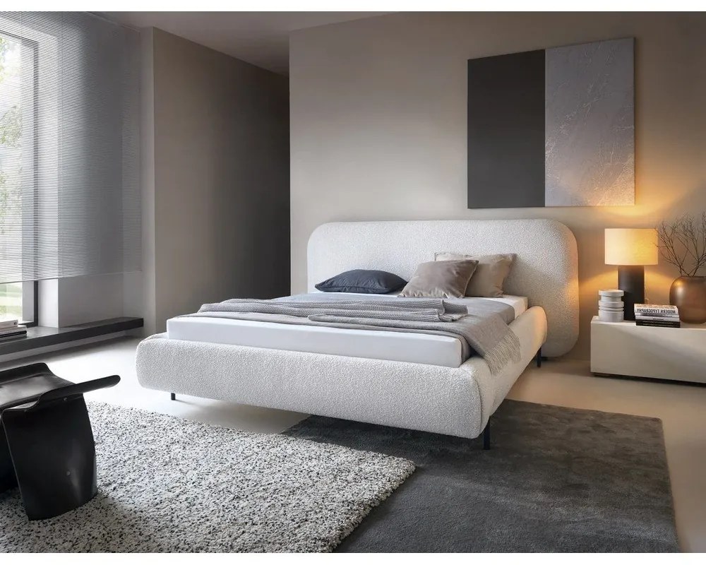 Бежово двойно тапицирано легло с място за съхранение и включена подматрачна рамка 140x200 cm Pointt – ELTAP