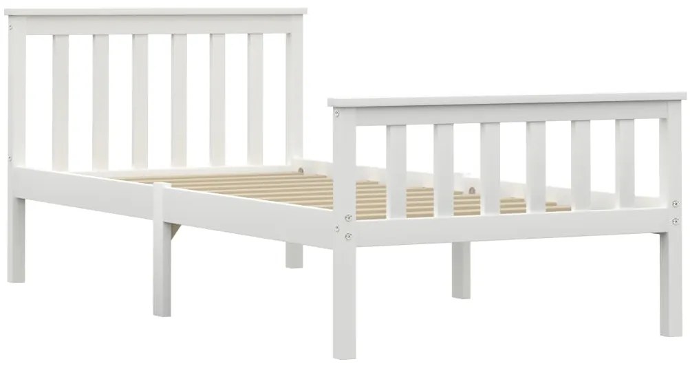 283214 vidaXL Рамка за легло, бяла, борово дърво масив, 90x200 cм