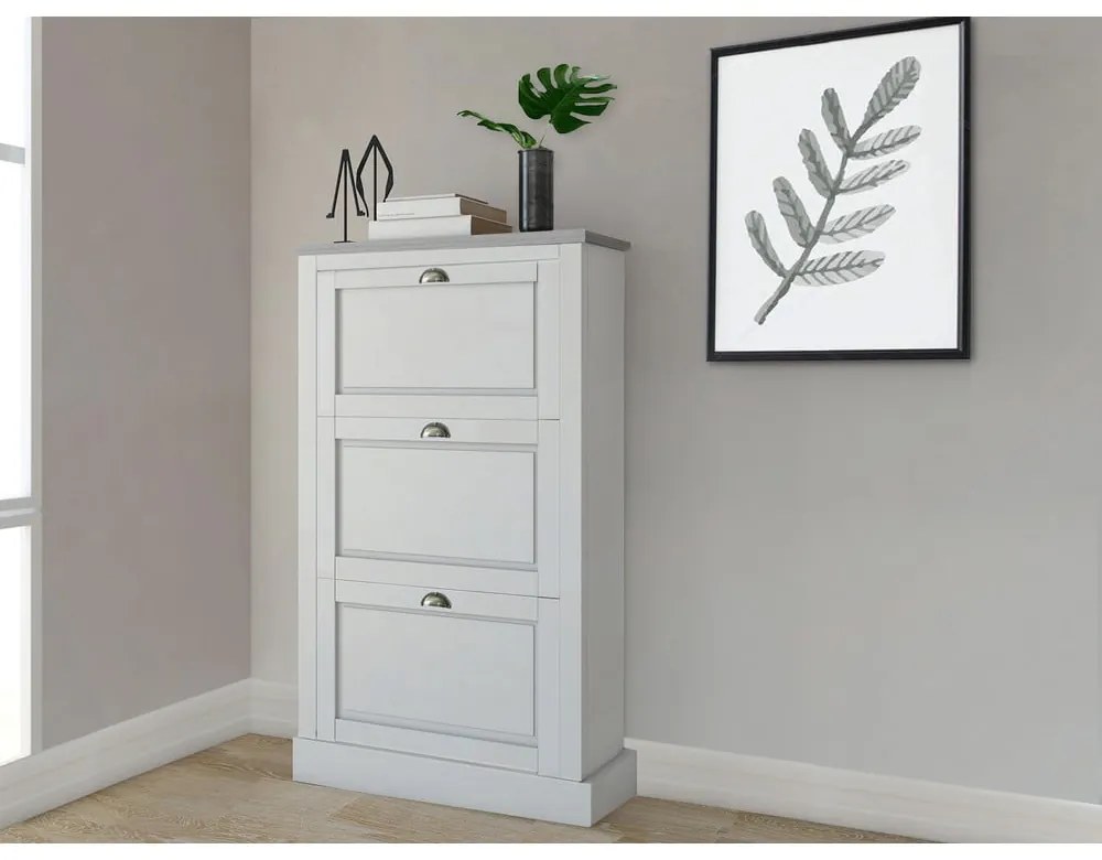 Бяла накланяща се стойка за обувки от масивен бор Toby – Støraa