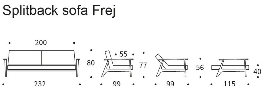 Оранжев разтегателен диван с дървени подлакътници Splitback - Innovation