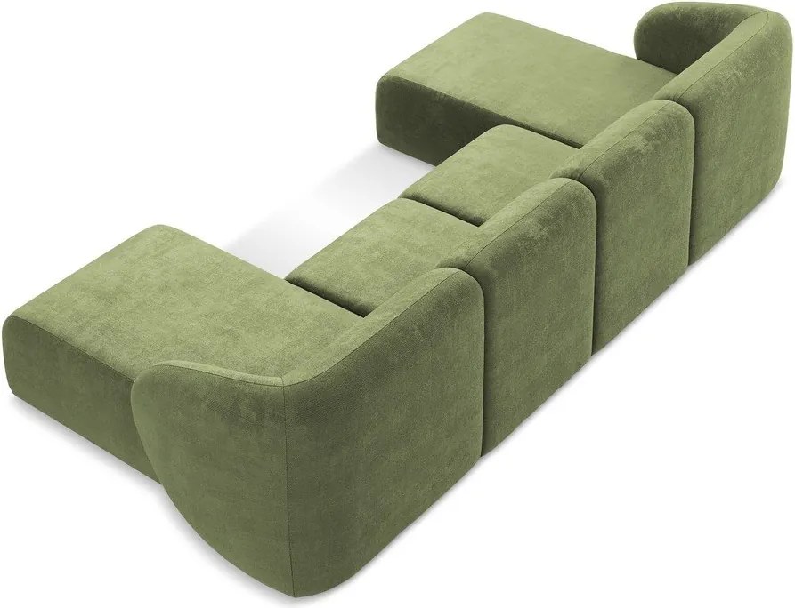 Зелен шенилов ъглов диван (U форма) Lani – Makamii