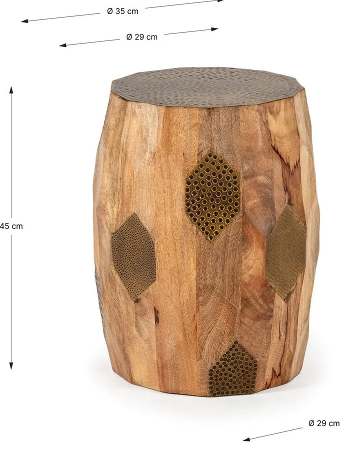 Кръгла странична масичка от масивно манго ø 29 cm Fabia – MOME