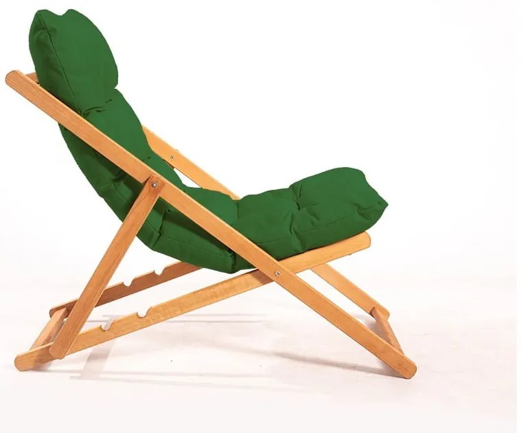 Градински шезлонг от масивно дърво в зелен и естествен цвят – Floriane Garden