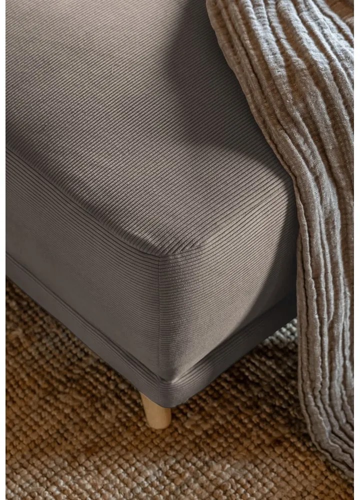 Светлокафяв ъглов диван от велур (десен ъгъл/U-образна форма) Lazy Lukka - Miuform