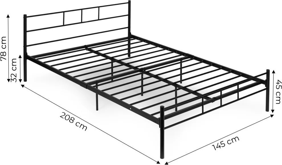 Черно метално легло със стабилна рамка