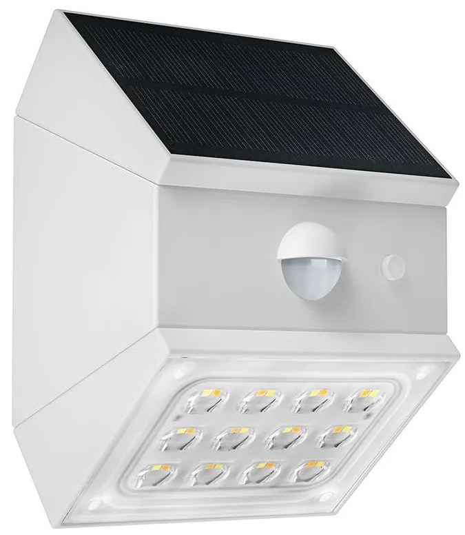 LED соларен стенен осветител със сензор LED/2,5W/3,7V IP65 1200 mAh бял