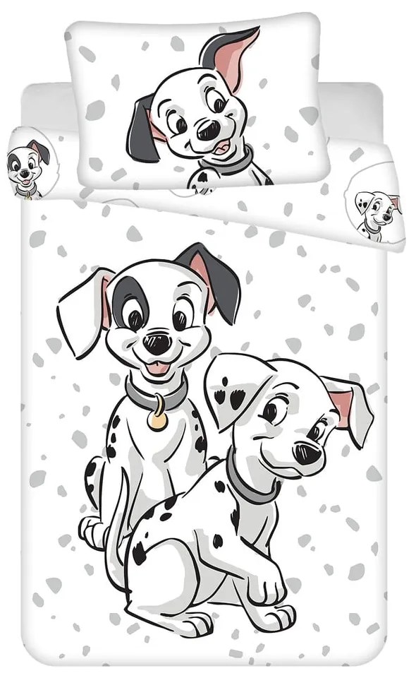 Бяло памучно детско спално бельо за детско креватче 100x135 cm 101 Dalmatians – Jerry Fabrics