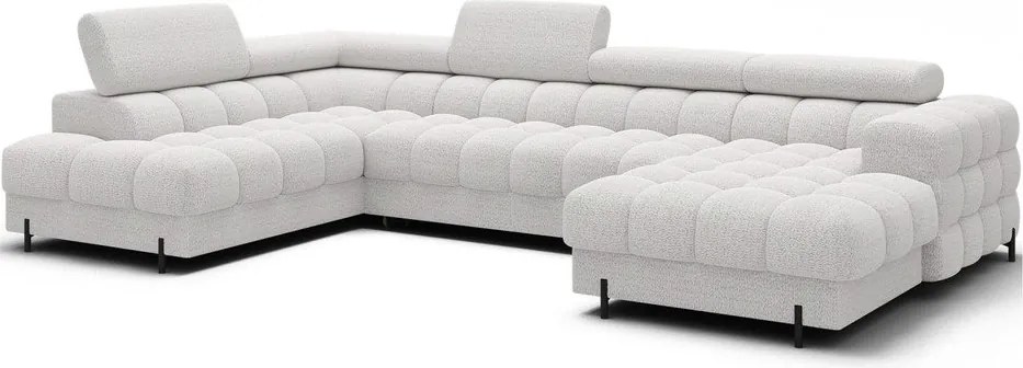 Кремав разтегателен ъглов диван от букле (ляв ъгъл U форма) Feraria – ELTAP
