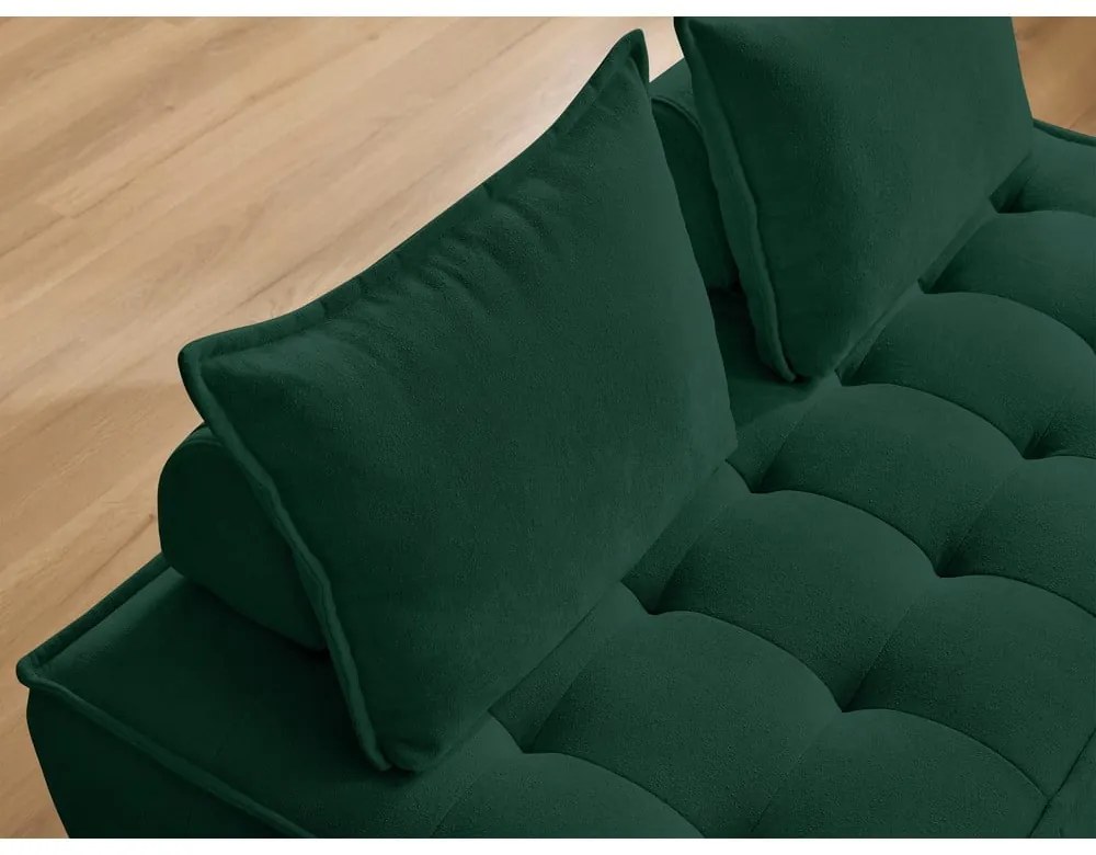 Тъмнозелен диван от прежда с примки от букле 175 cm Elisa – Bobochic Paris