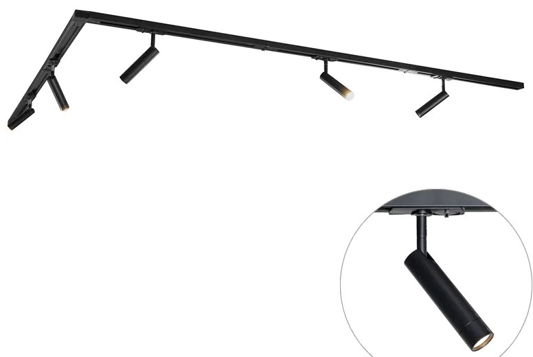 Модерна релсова система за осветление с 5 черни прожектора 1-фазов - Iconic Ivy