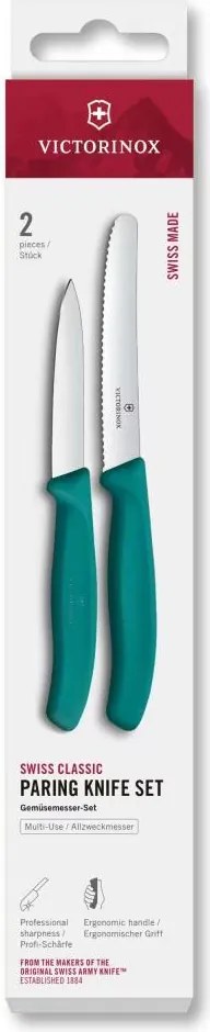 Victorinox - Комплект от 2 кухненски ножа за зеленчуци SWISS CLASSIC, тюркоазен