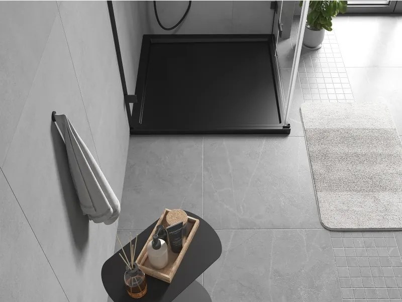 Mexen Flow квадратен плосък поддушов тава 85 x 85 см, черен мат - 46S708585