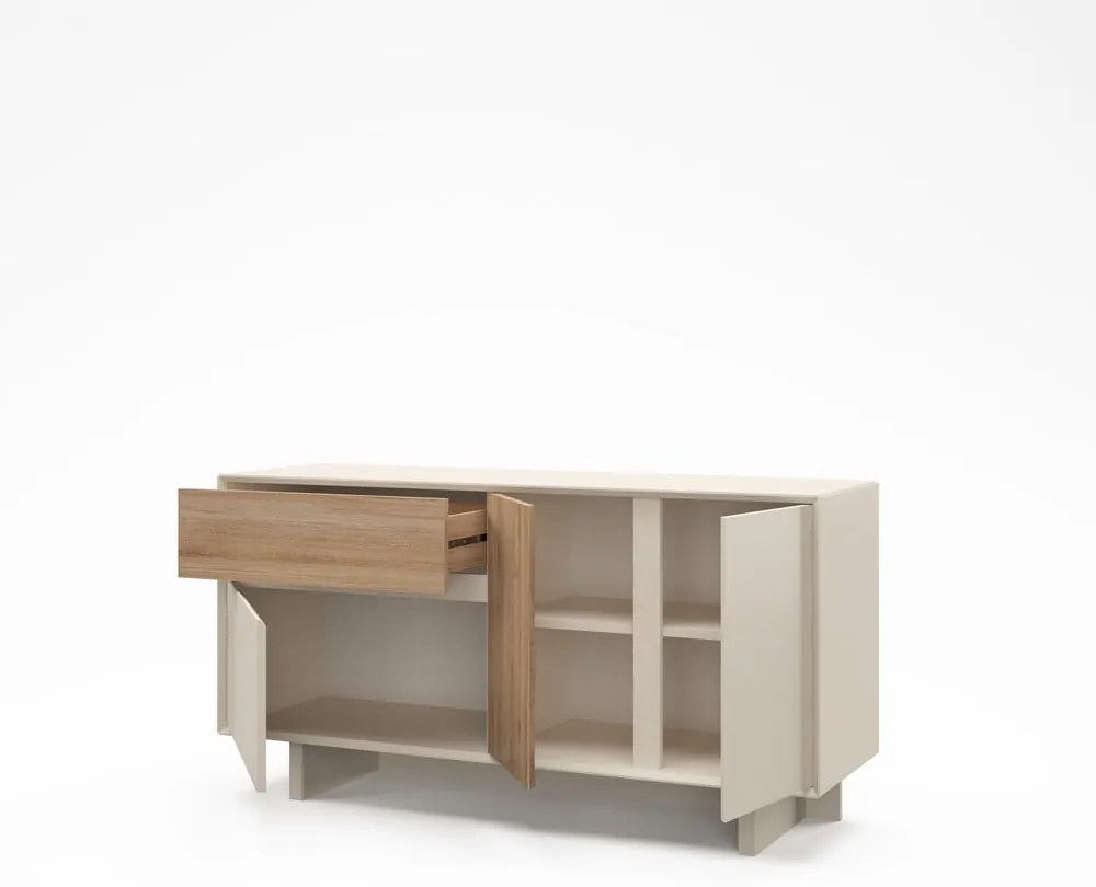 Скрин от дъбов декор бежов и естествен цвят 146x76x45 cm Carpi – Marckeric