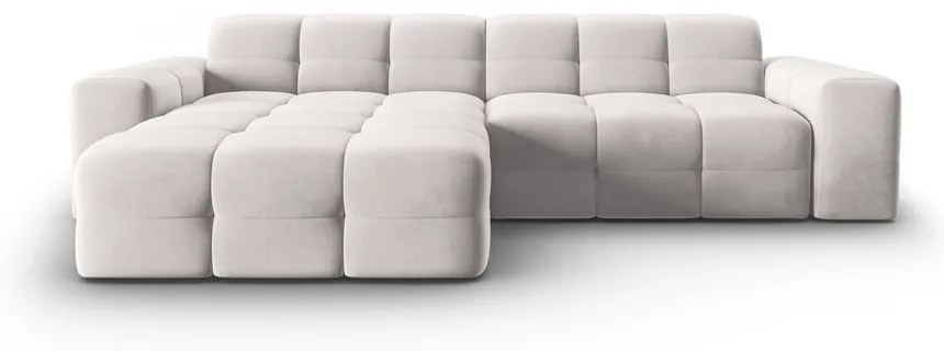 Ъглов диван от светлосиво кадифе (ляв ъгъл) Kendal - Micadoni Home