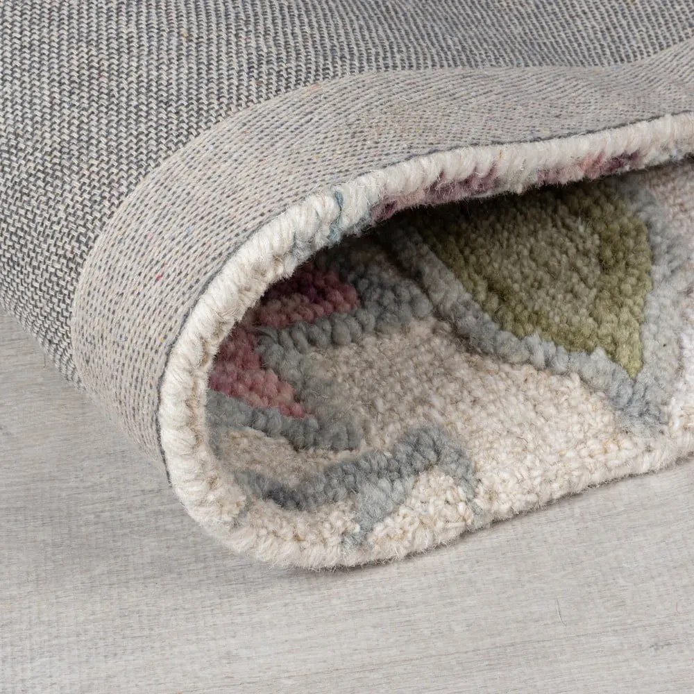 Кремав ръчно изработен вълнен килим 160x230 cm Tania Floral – Flair Rugs