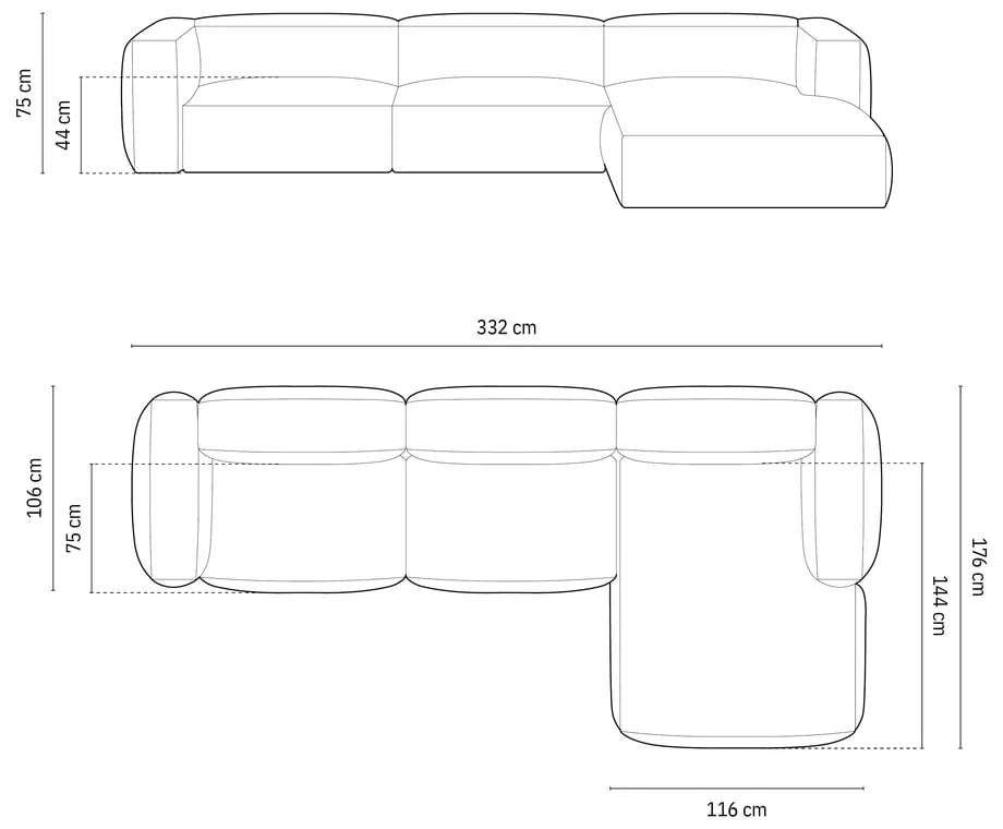 Тъмносин модулен ъглов диван (десен ъгъл) Martina – Micadoni Home
