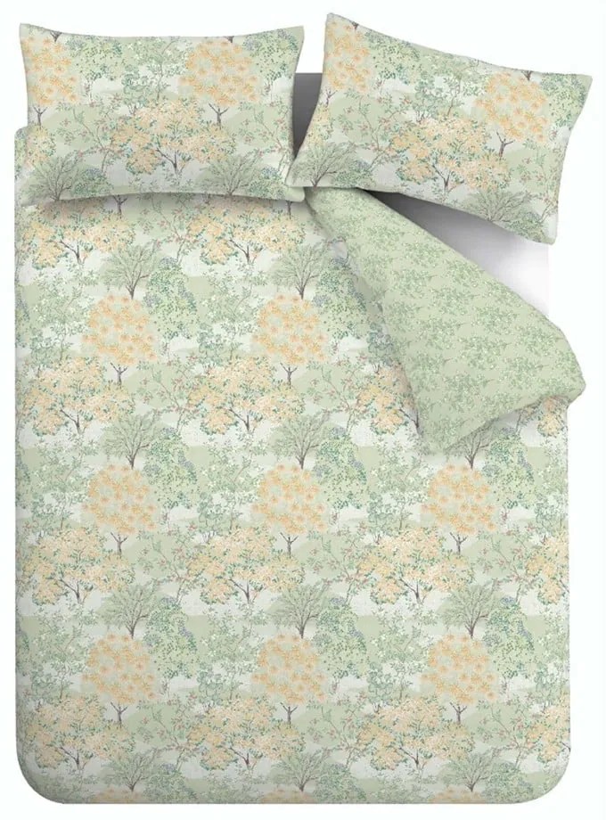 Зелено двойно спално бельо 200x200 cm Forest Blossom – Catherine Lansfield