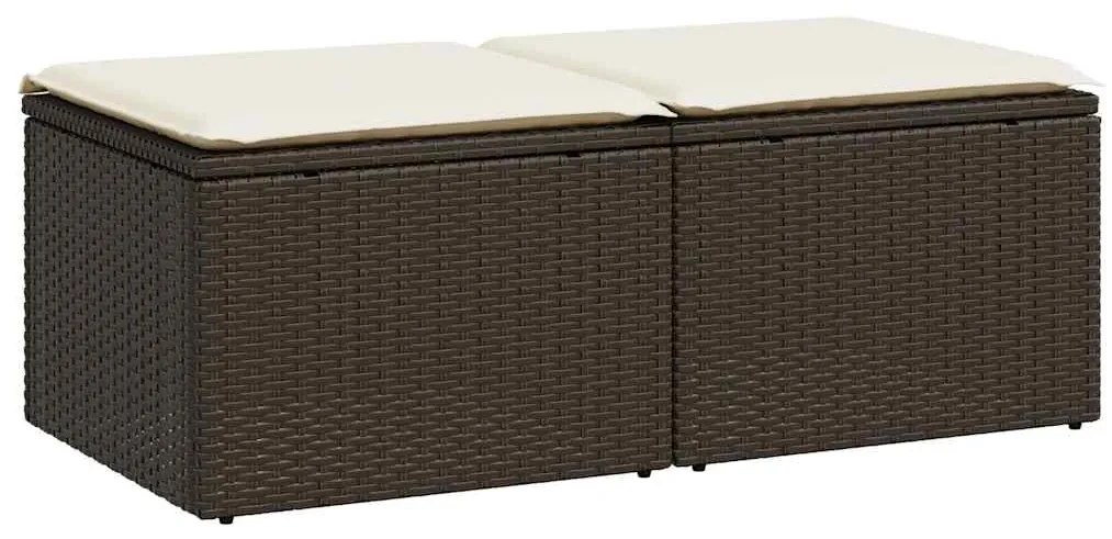 3328666 vidaXL Градински комплект с възглавници 2 части кафяв полиратан акация