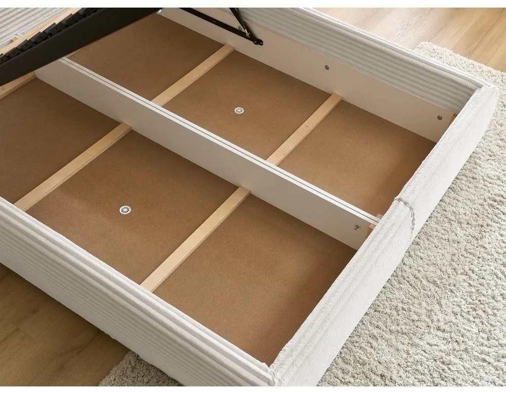 Бежово двойно легло 180x200 cm тапицирано с място за съхранение с включена подматрачна рамка Jade – Bobochic Paris