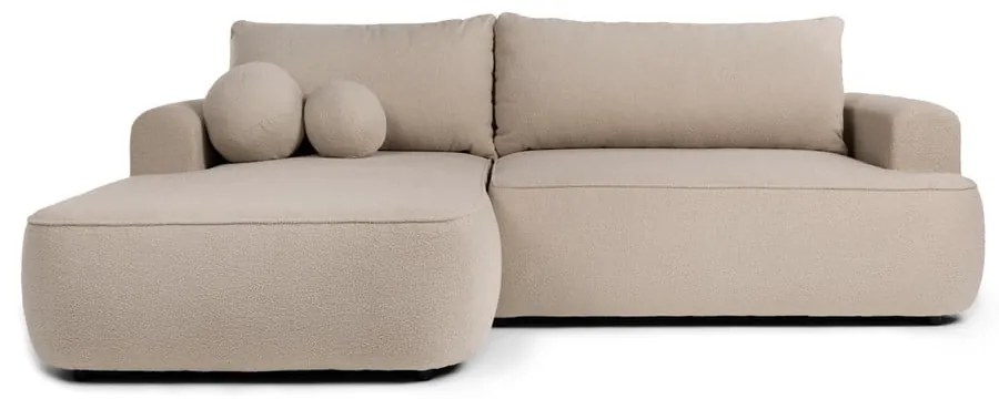 Бежов разтегателен ъглов диван от букле (ляв ъгъл) Quinoa – Bonami Selection