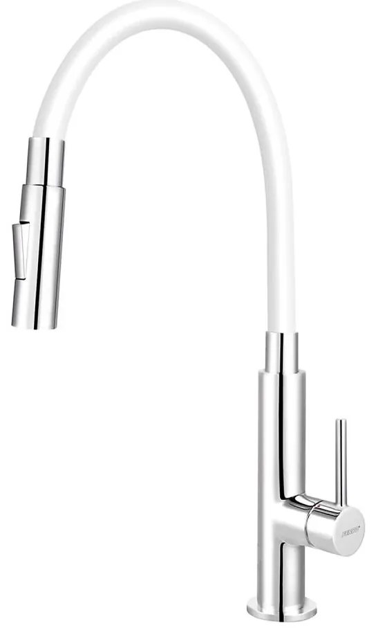 FERRO - Кран за мивка с гъвкаво рамо лъскав хром/бял