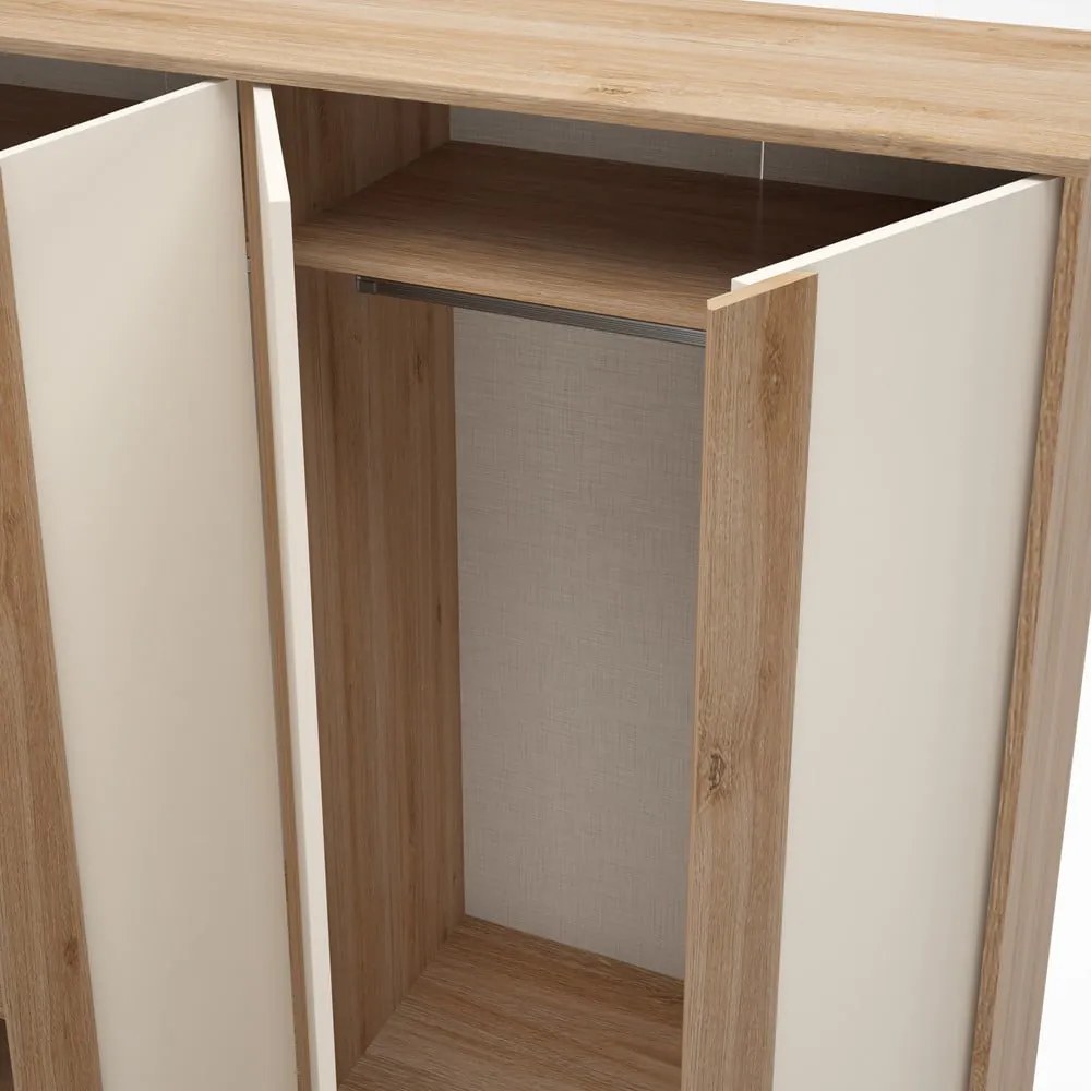 Кремаво-естествен гардероб от декор от дъб 180x197,5x53 cm Dennis – Marckeric